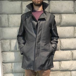 Japanese rare dark silver-grey trench coat - small